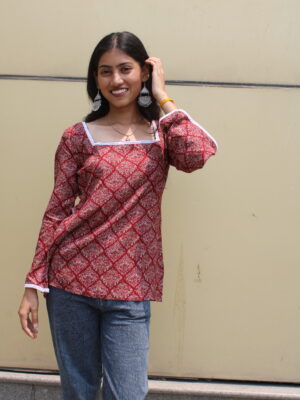 Saffron Shade – Maroon Kurti for Timeless Style