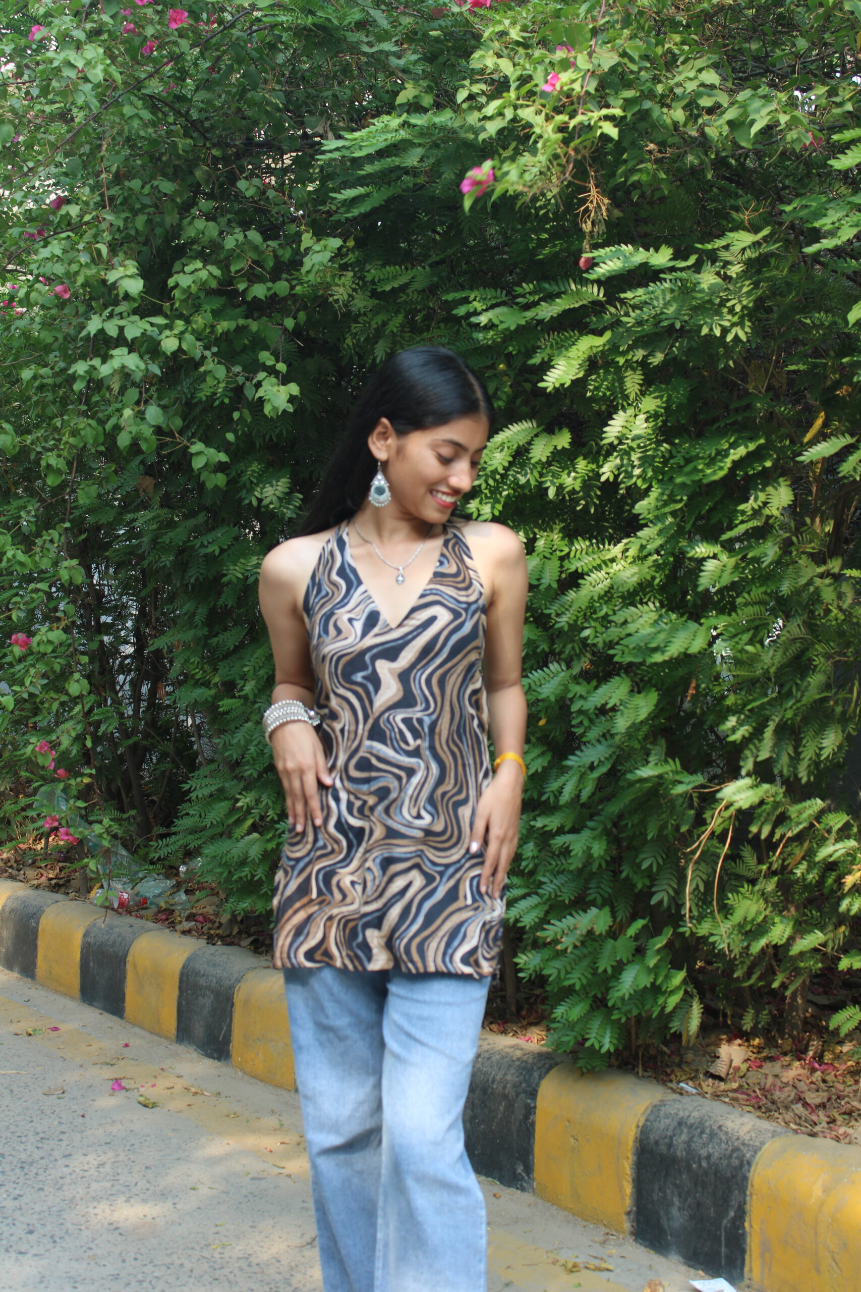 Breeze Code – Striped Blue Backless Rayon Kurti for Easygoing Style - Image 5
