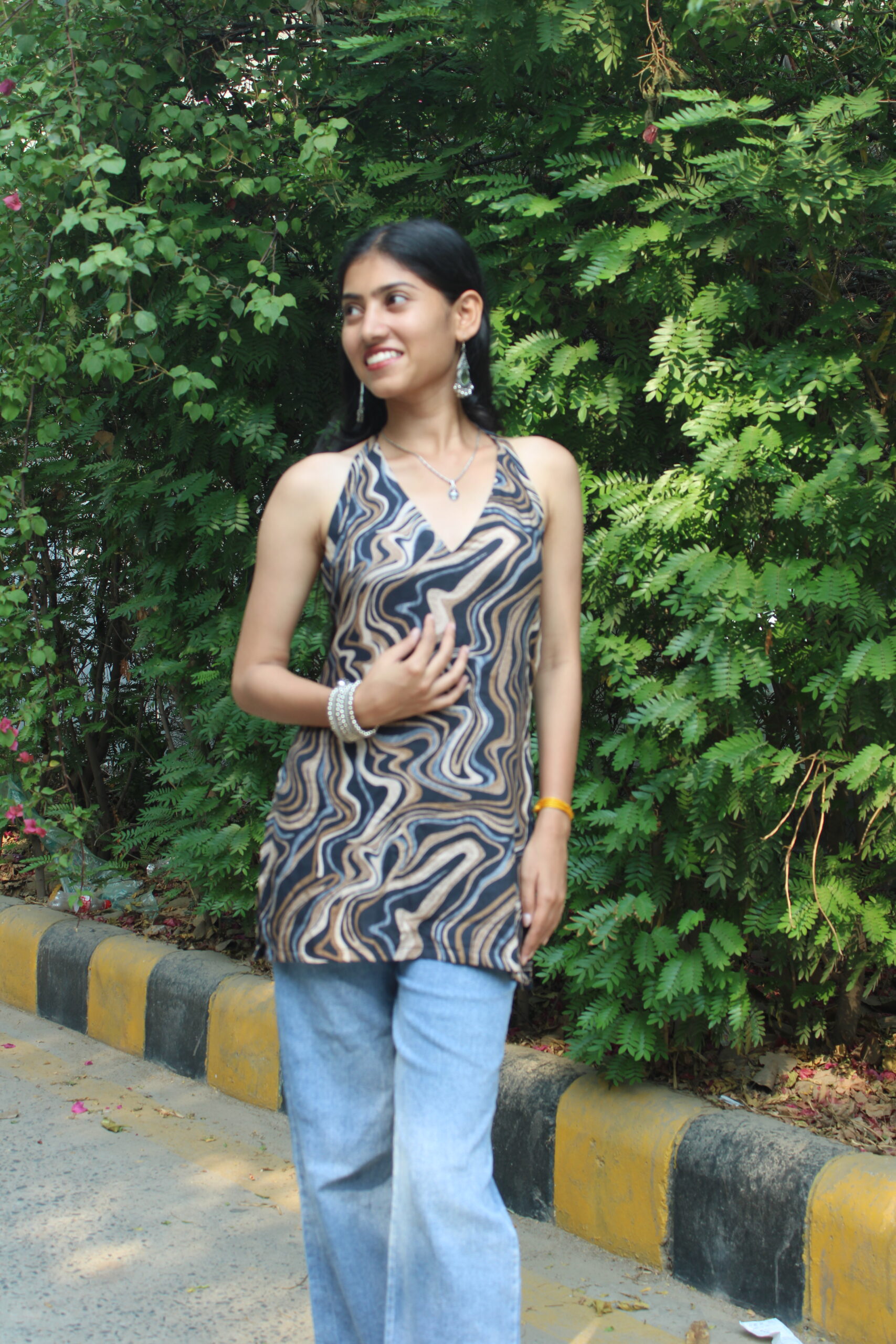 Breeze Code – Striped Blue Backless Rayon Kurti for Easygoing Style - Image 6