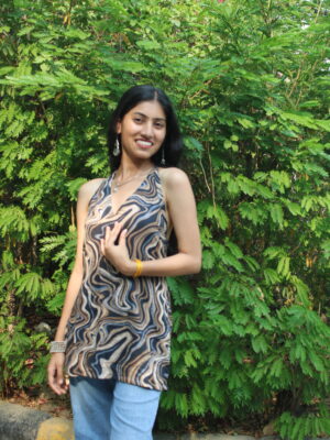 IMG_5671 Breeze Code – Striped Blue Backless Rayon Kurti for Easygoing Style