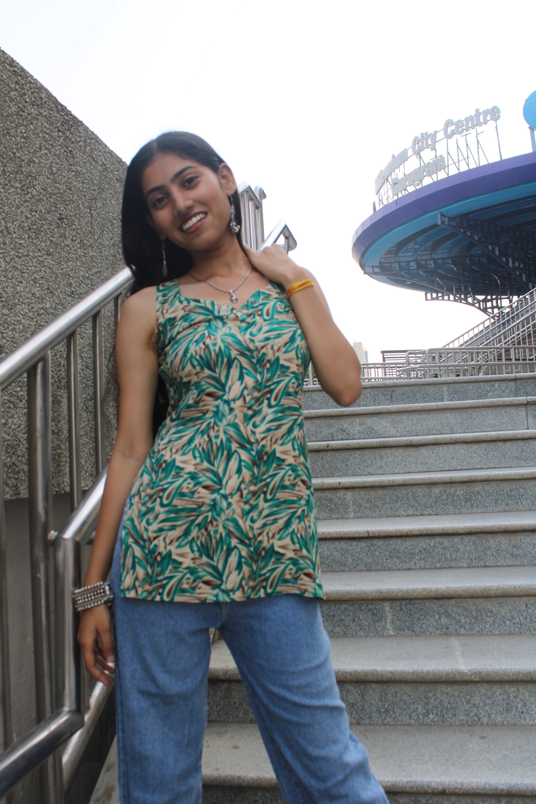 Nature’s Kiss – Backless Cream Kurti with Leafy Prints - Image 4