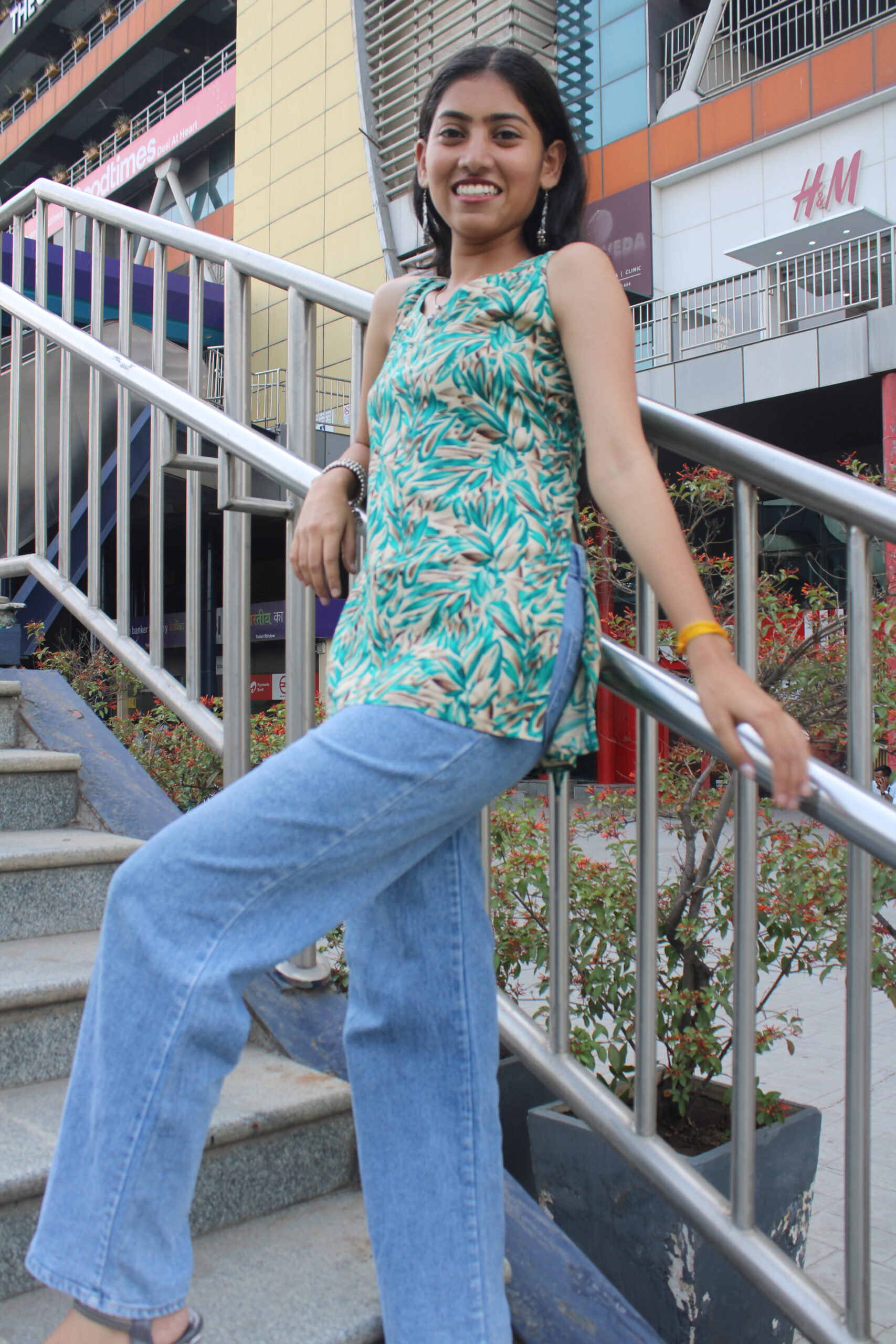 Nature’s Kiss – Backless Cream Kurti with Leafy Prints - Image 3