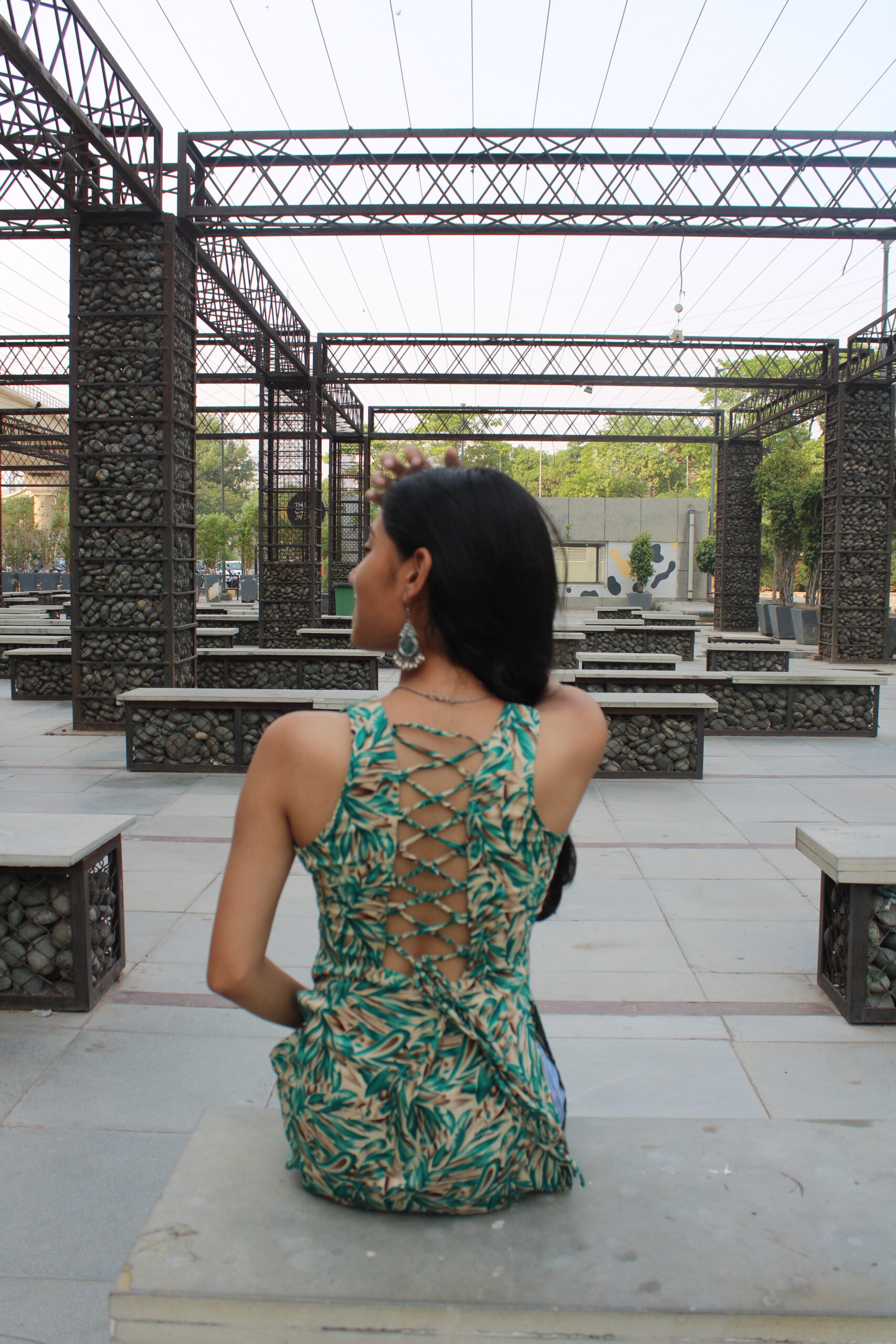 Nature’s Kiss – Backless Cream Kurti with Leafy Prints - Image 5