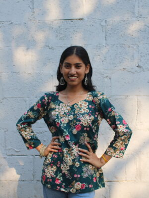 Green Glow – Simple Printed Rayon Kurti