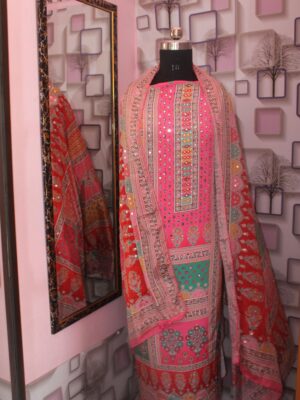 Patola Mirror Pink Suit Set