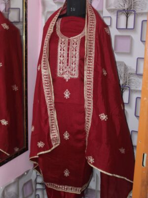 IMG_6728 Aafreen – Maroon Embroidered Cotton Suit Set