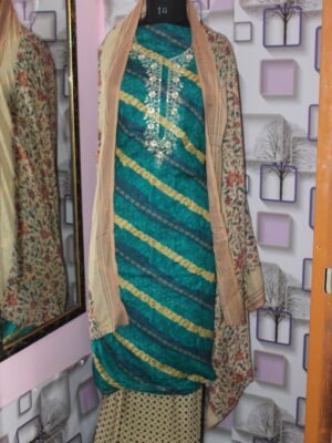 Falak – Teal & Beige Cotton Suit Set
