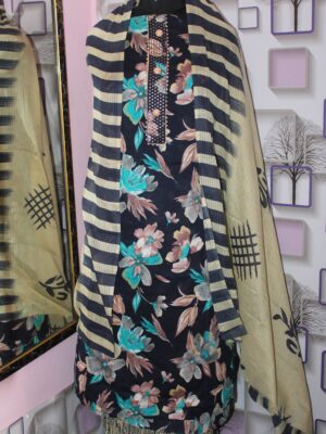 Nureh – Black Floral Cotton Suit Set