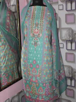Nureh – Teal Mosaic Cotton Suit Set