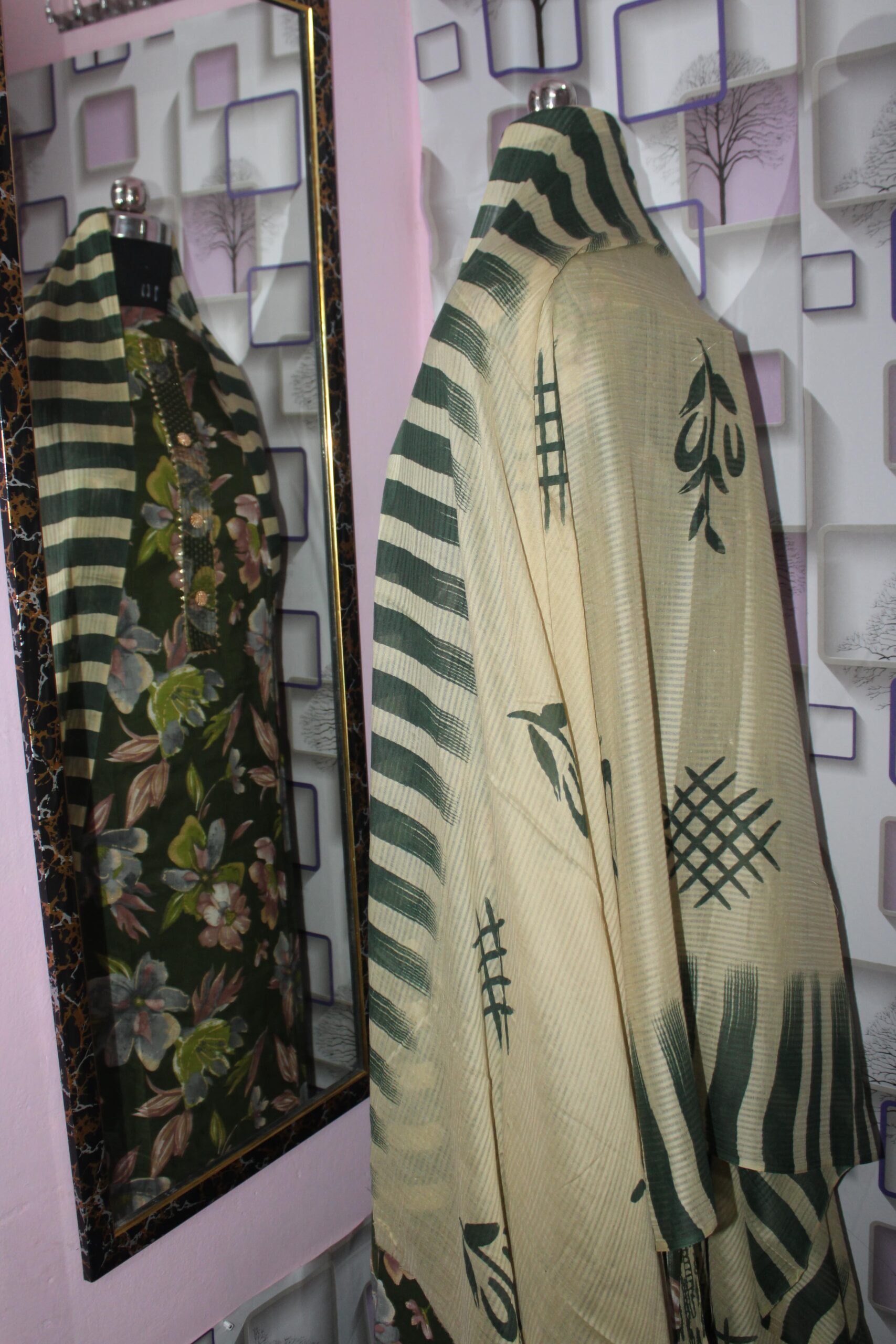 Sitara β Beige & Blue Embroidered Cotton Suit Set - Image 4