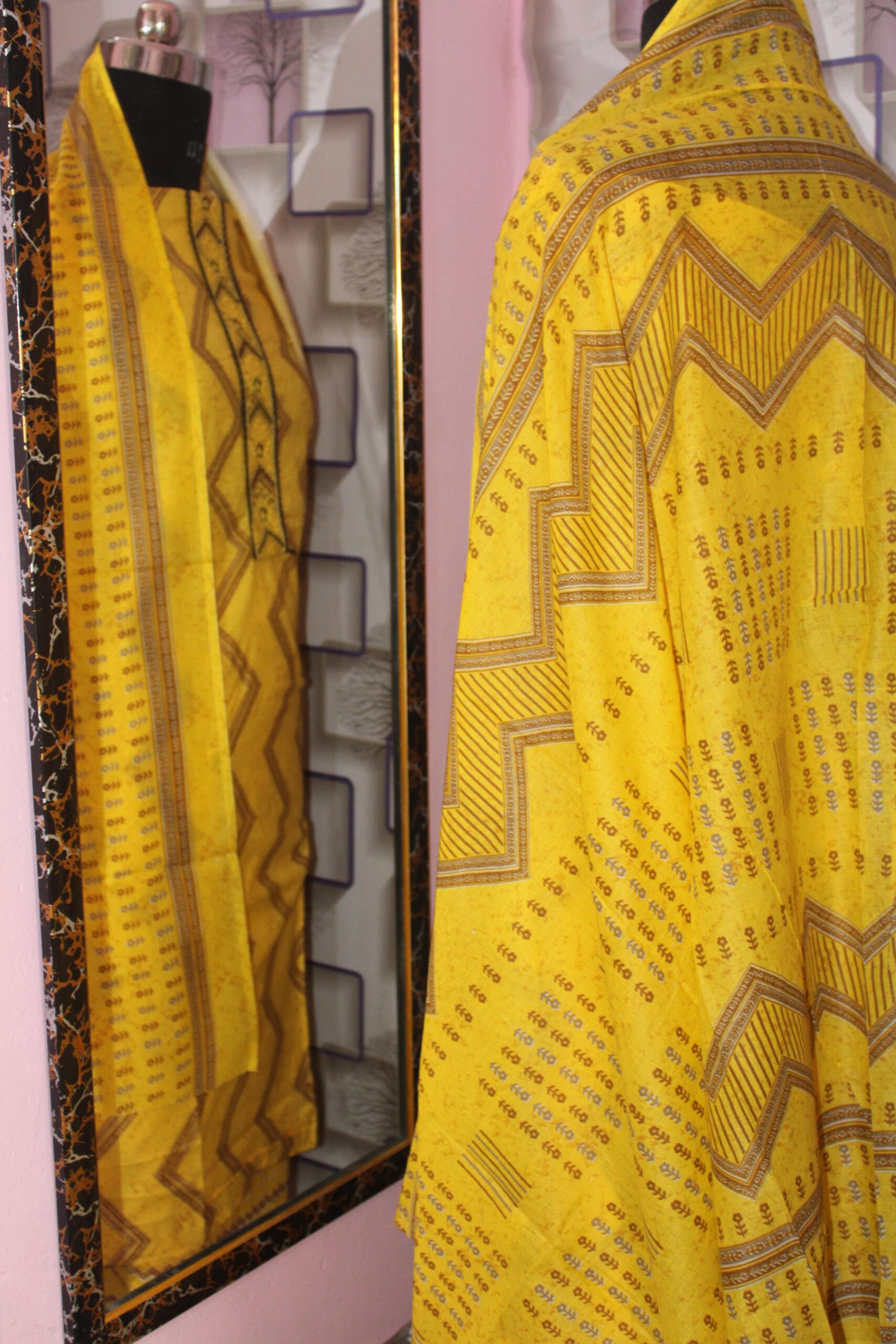 Noor β Mustard Chevron Cotton Suit Set - Image 3