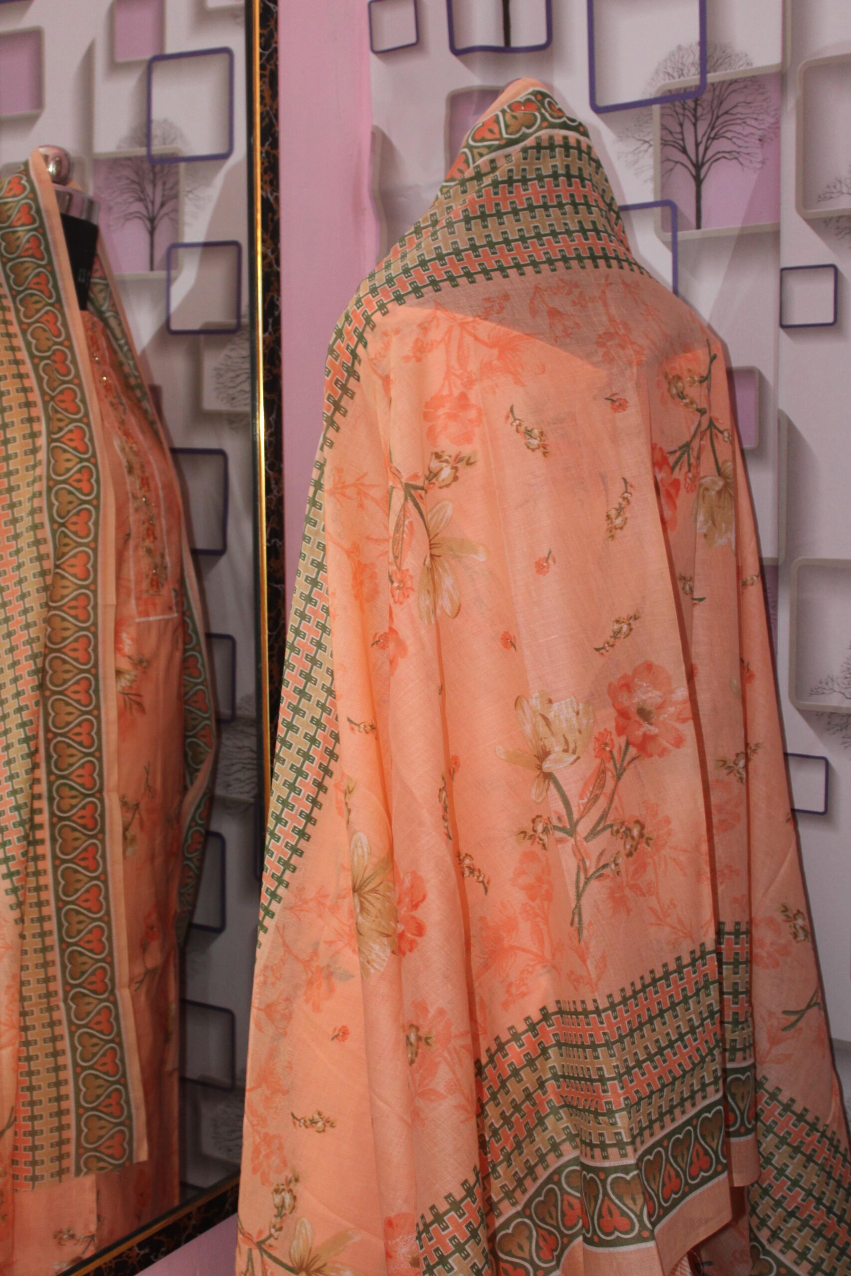 Zeenat β Soft Peach Floral Cotton Suit Set - Image 3