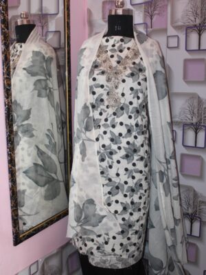 Sitara – Monochrome Leaf Cotton Suit Set